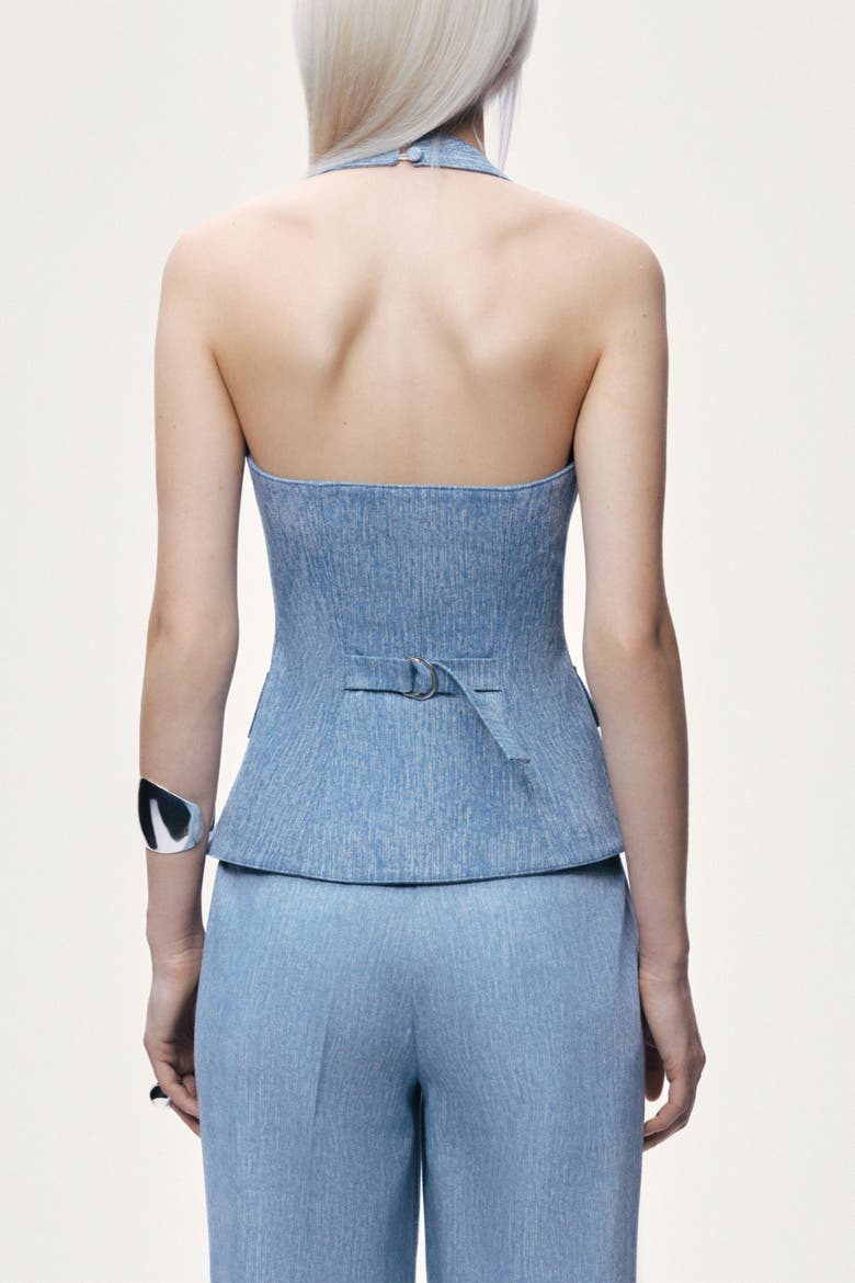 Embellished Halter Neck Bustier Top, Alternate, color, Blue