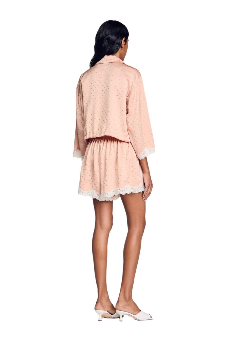 Shirt embellished with rhinestones, Alternate, color, Nude
