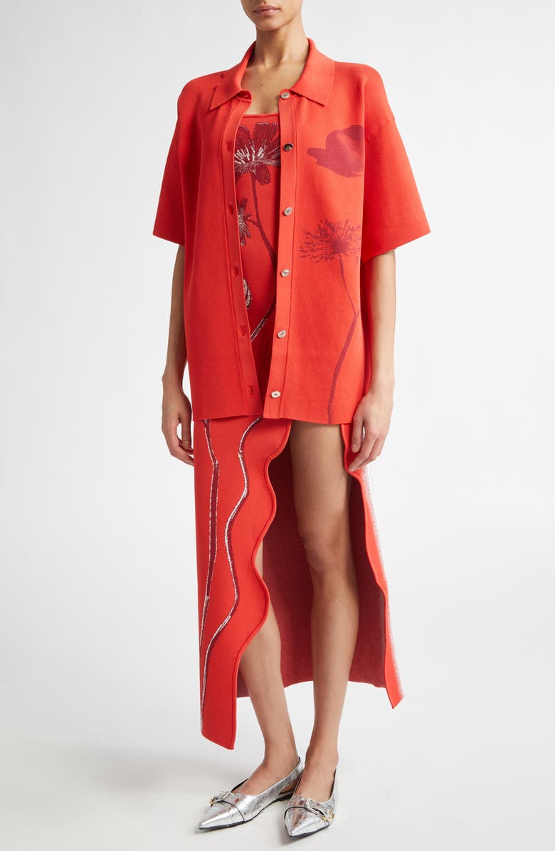 PH5 Iris Flower Jacquard Maxi Sweater Dress, Alternate, color, 