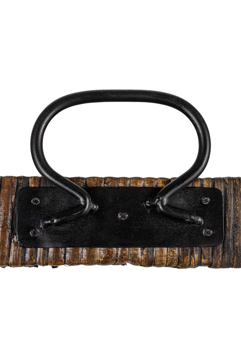 Black Rattan & Wood Tray with Handles, Alternate, color, Black