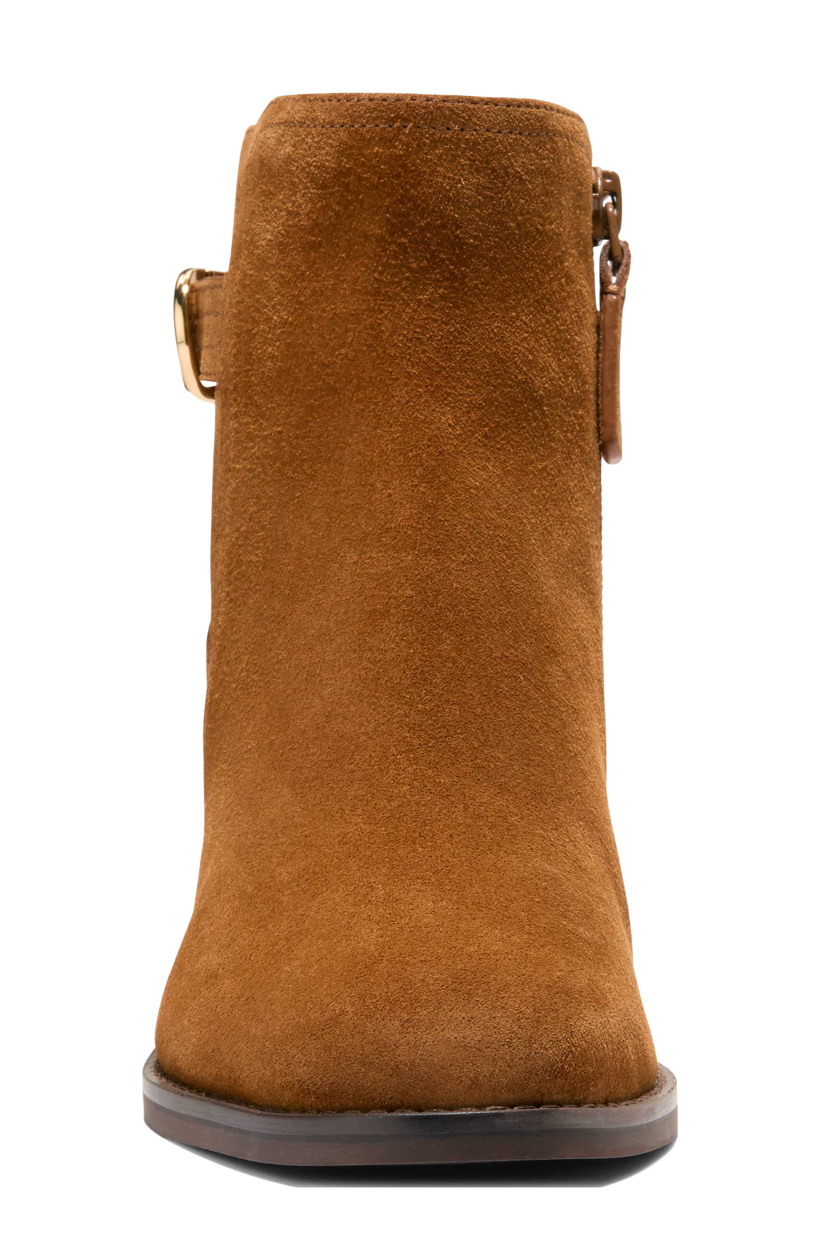 Haddie Buckle Leather Bootie, Alternate, color, TOBACCO SUEDE