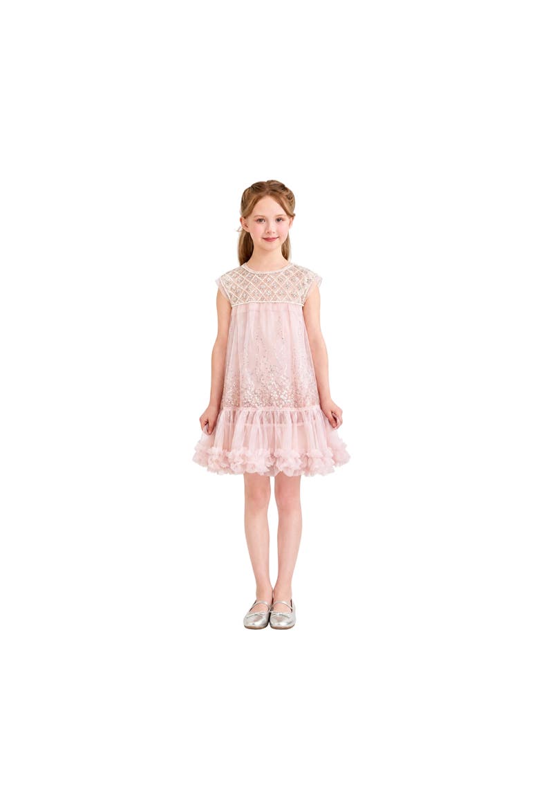 Renoria Lace Sparkle Dress, Alternate, color, Pink