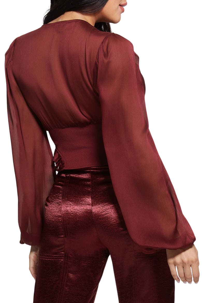 Hamiri Long Sleeve Corset Blouse, Alternate, color, MYSTIC WINE