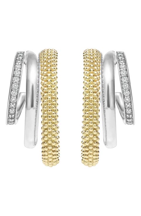 Caviar Lux Pavé Diamond Hoop Earrings