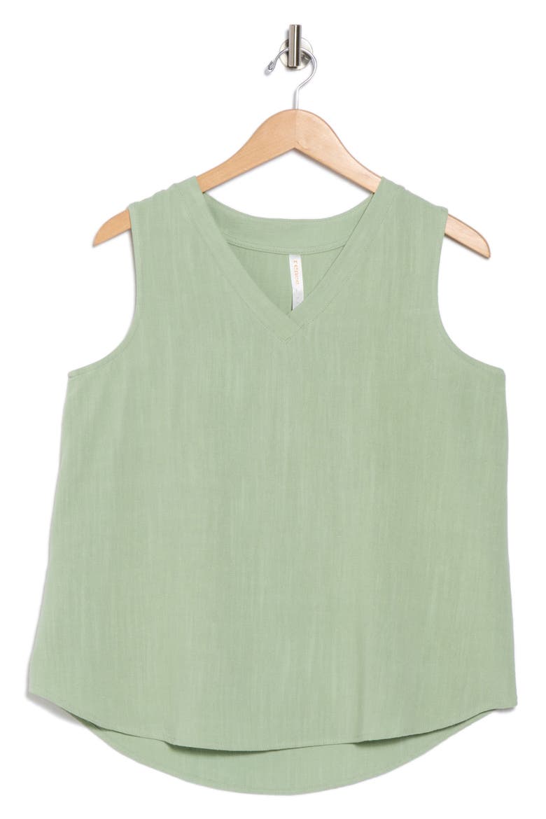 Linen V-Neck Sleeveless Tank Top, Alternate, color, SAGE