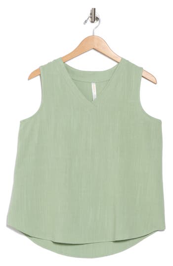 Renee C Linen V-neck Sleeveless Tank Top