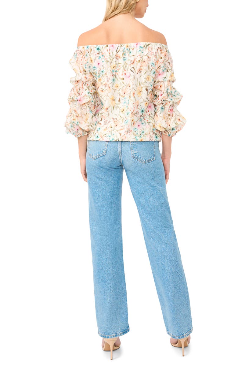 Vince Camuto Off the Shoulder Bubble Sleeve Top, Alternate, color, Antique White