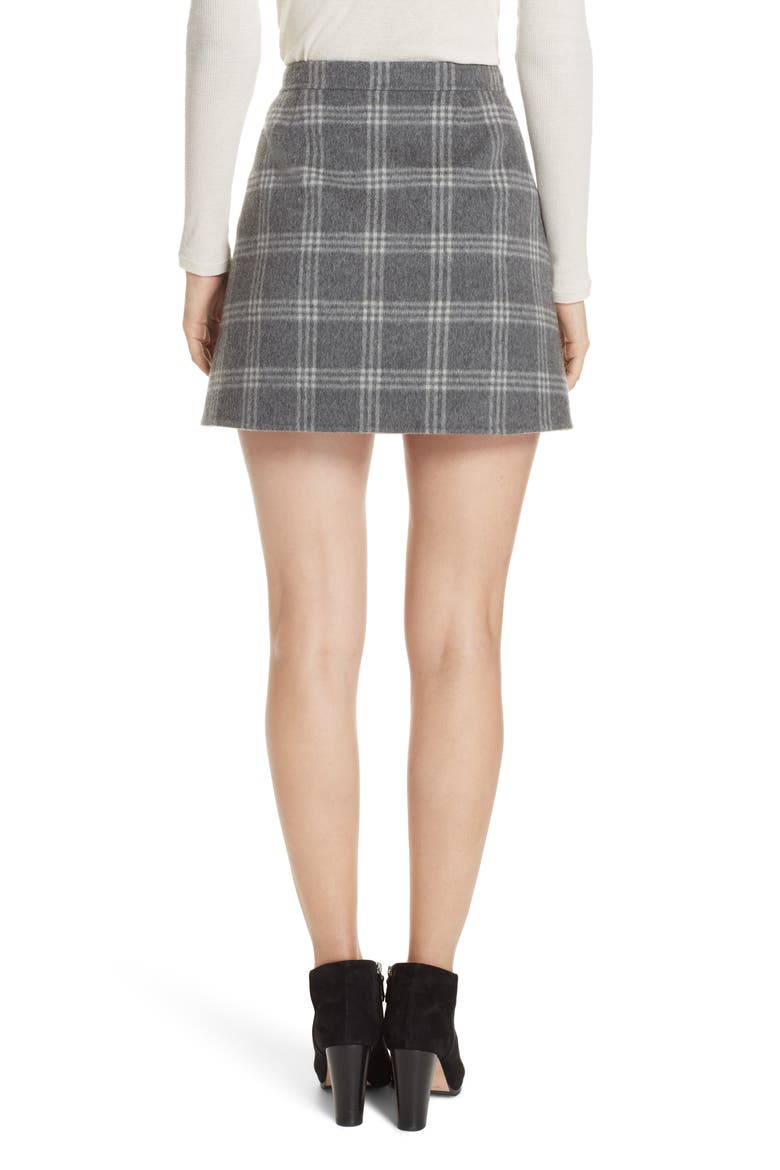 Westport Plaid Wool & Cashmere Miniskirt, Alternate, color, CHARCOAL MELANGE MULTI