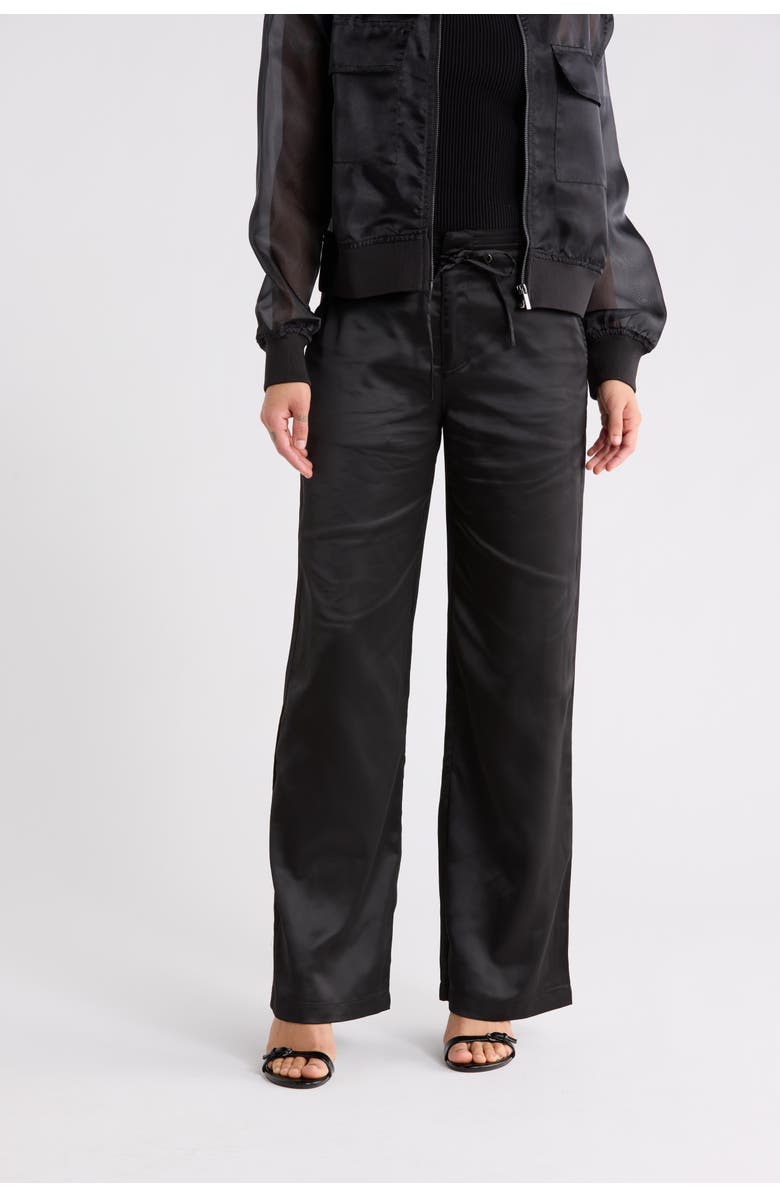 Sanctuary Drawstring Satin Pants, Main, color, Black