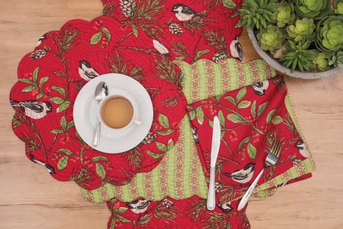 C & F Home C&f Home Chickadee Red Napkin Set Of 6 In Red