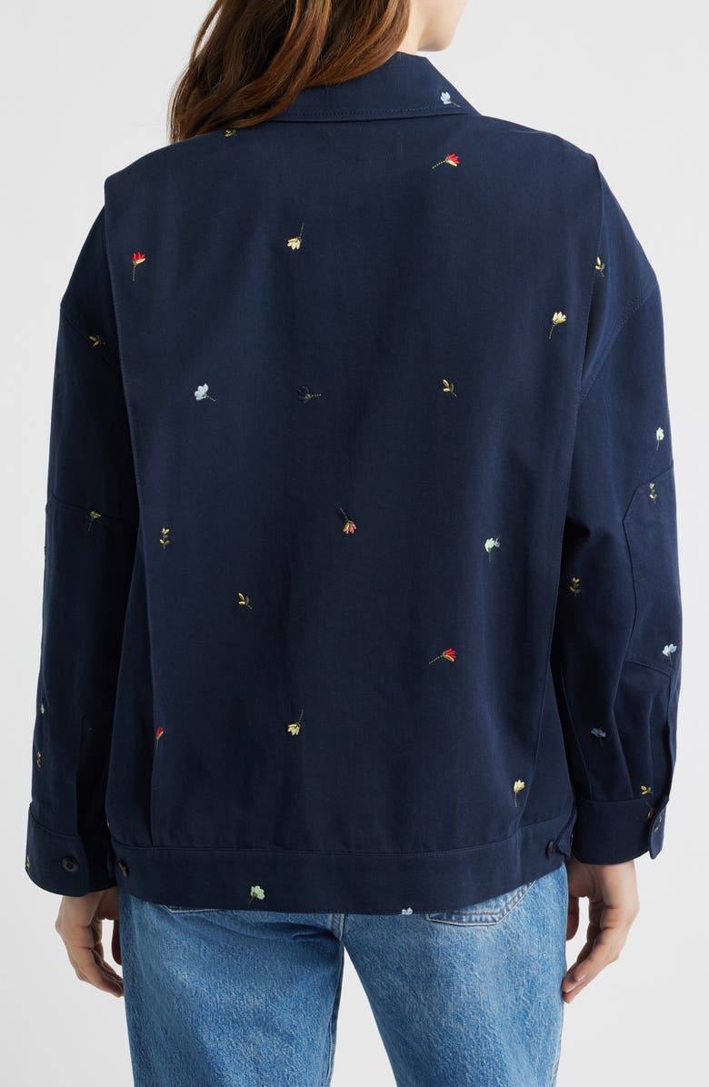 THE GREAT. The Folsom Floral Chore Jacket, Alternate, color, Navy