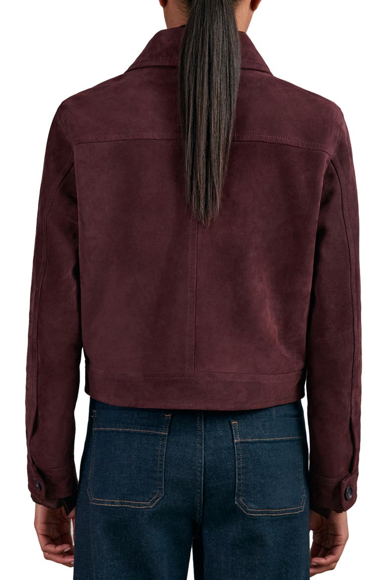 Sonny Crop Faux Suede Jacket, Alternate, color, BURGUNDY