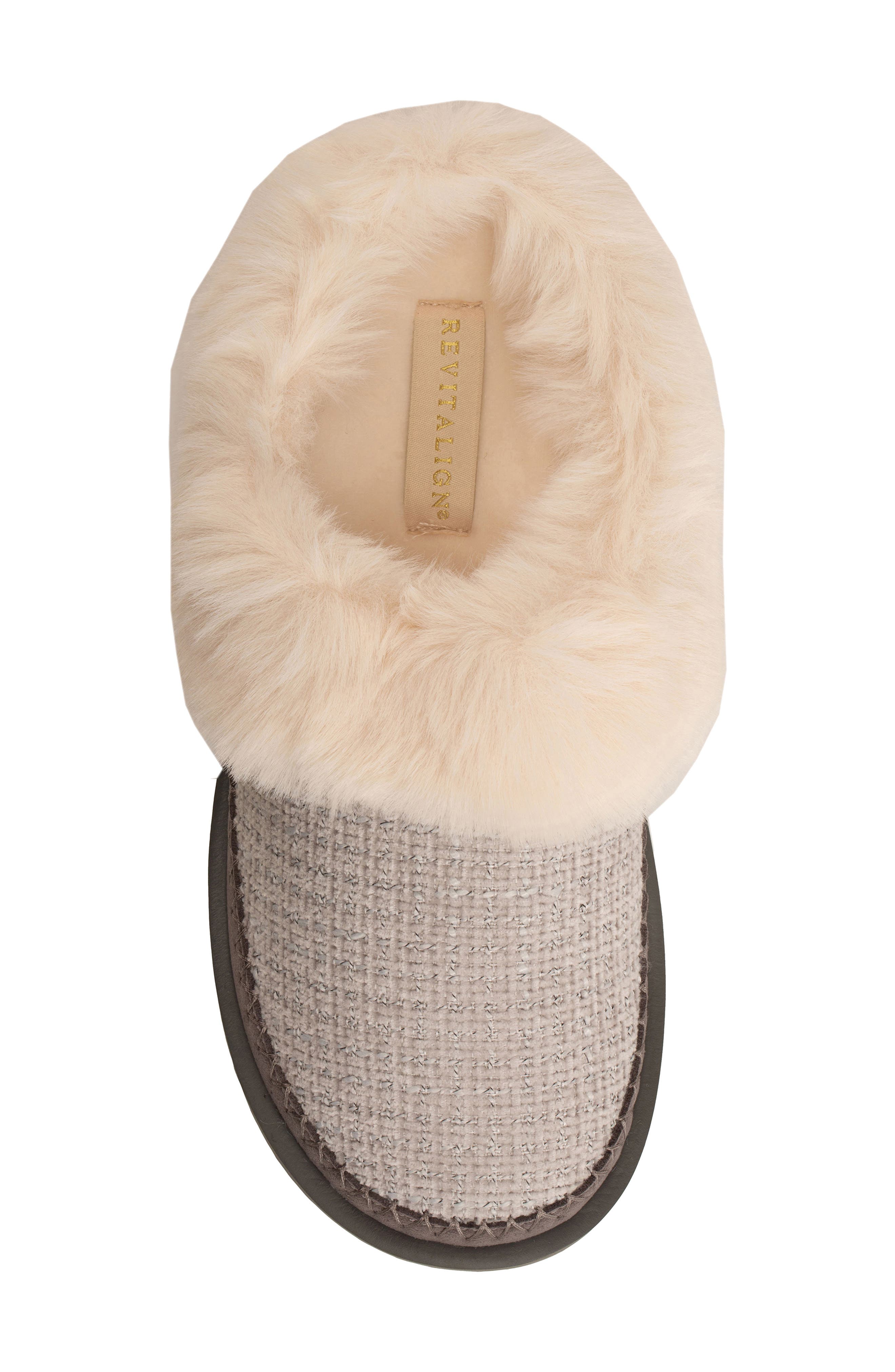 Nordic Orthotic Faux Fur Lined Slippers, Alternate, color, GRAY