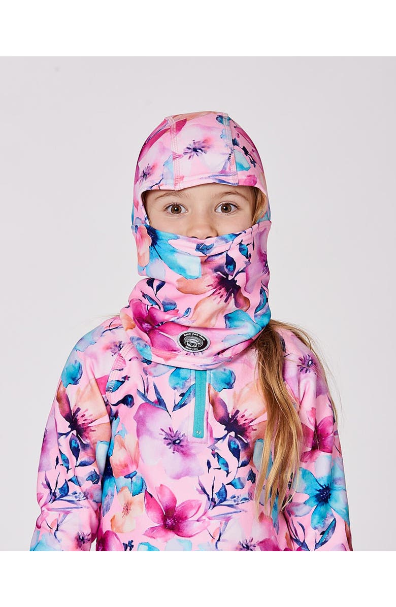 Deux par Deux Brushed Jersey Balaclava Watercolor Flower, Main, color, Pink