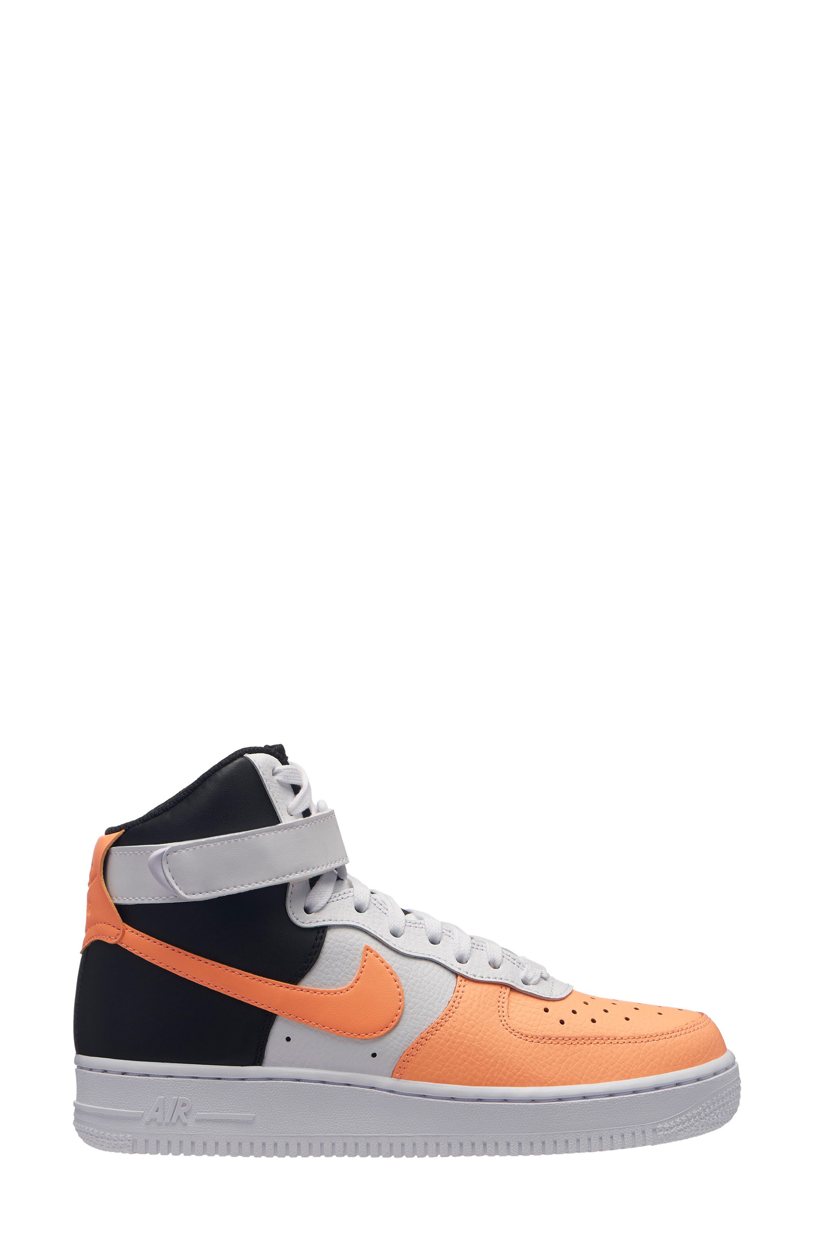 Air Force 1 High Top Sneaker, Main, color, WHITE/ ORANGE/ BLACK