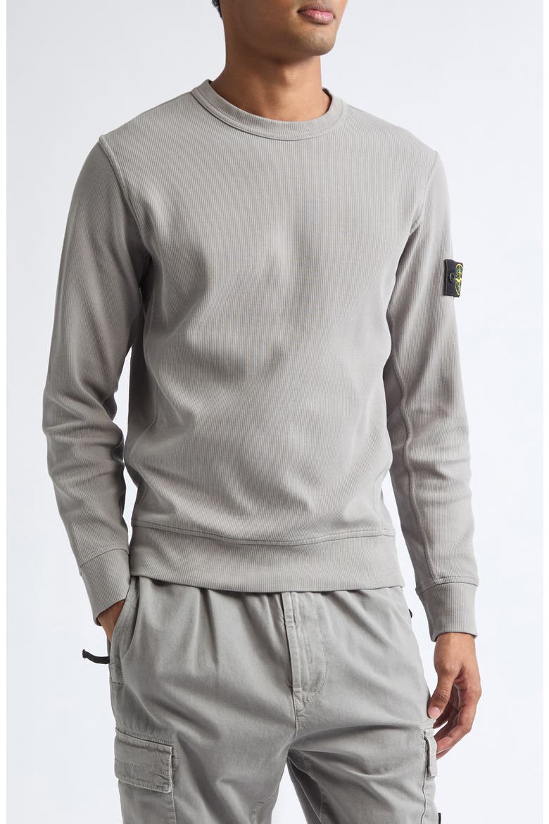 Compass Logo Patch Cotton Crewneck Sweatshirt, Main, color, V0060 GREY