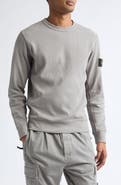 Stone Island Compass Logo Patch Cotton Crewneck Sweatshirt