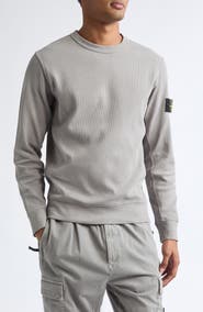 Stone Island Compass Logo Patch Cotton Crewneck Sweatshirt
