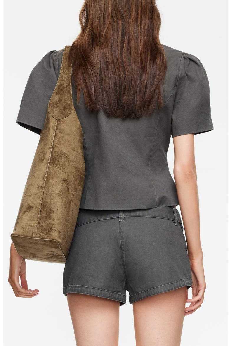 Puff Shoulder Cotton Top, Alternate, color, MOSS