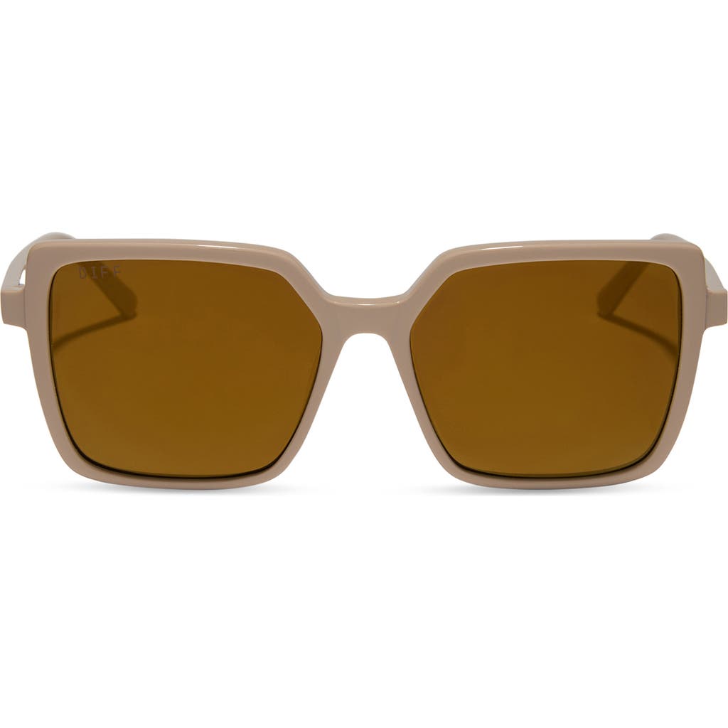 Diff Esme 53mm Polarized Square Sunglasses In Brown Gold Flash