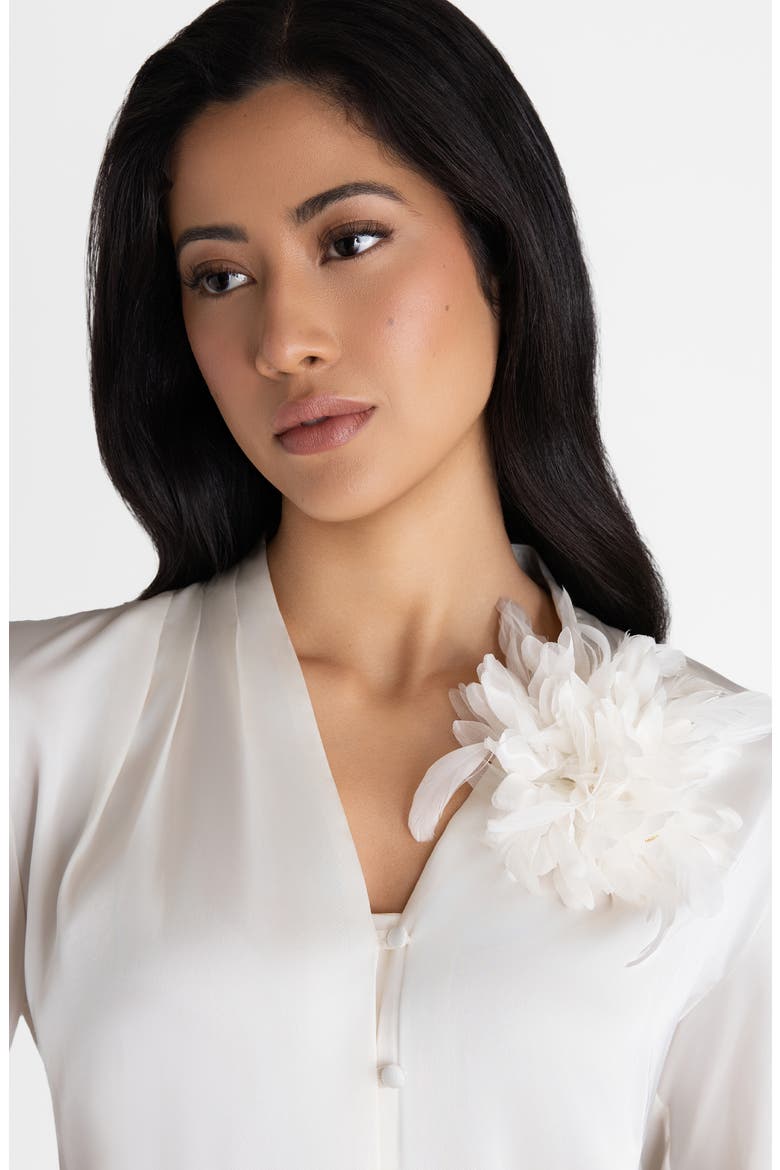 The White Dahlia Duster Floral Brooch, Alternate, color, White
