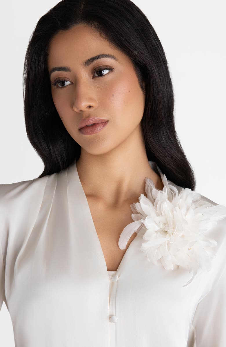 Helena Simon The White Dahlia Duster Floral Brooch, Alternate, color, White