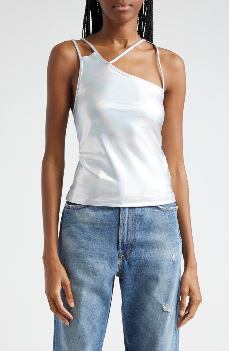 K.NGSLEY Fist Asymmetric Iridescent Cutout Camisole, Main, color,