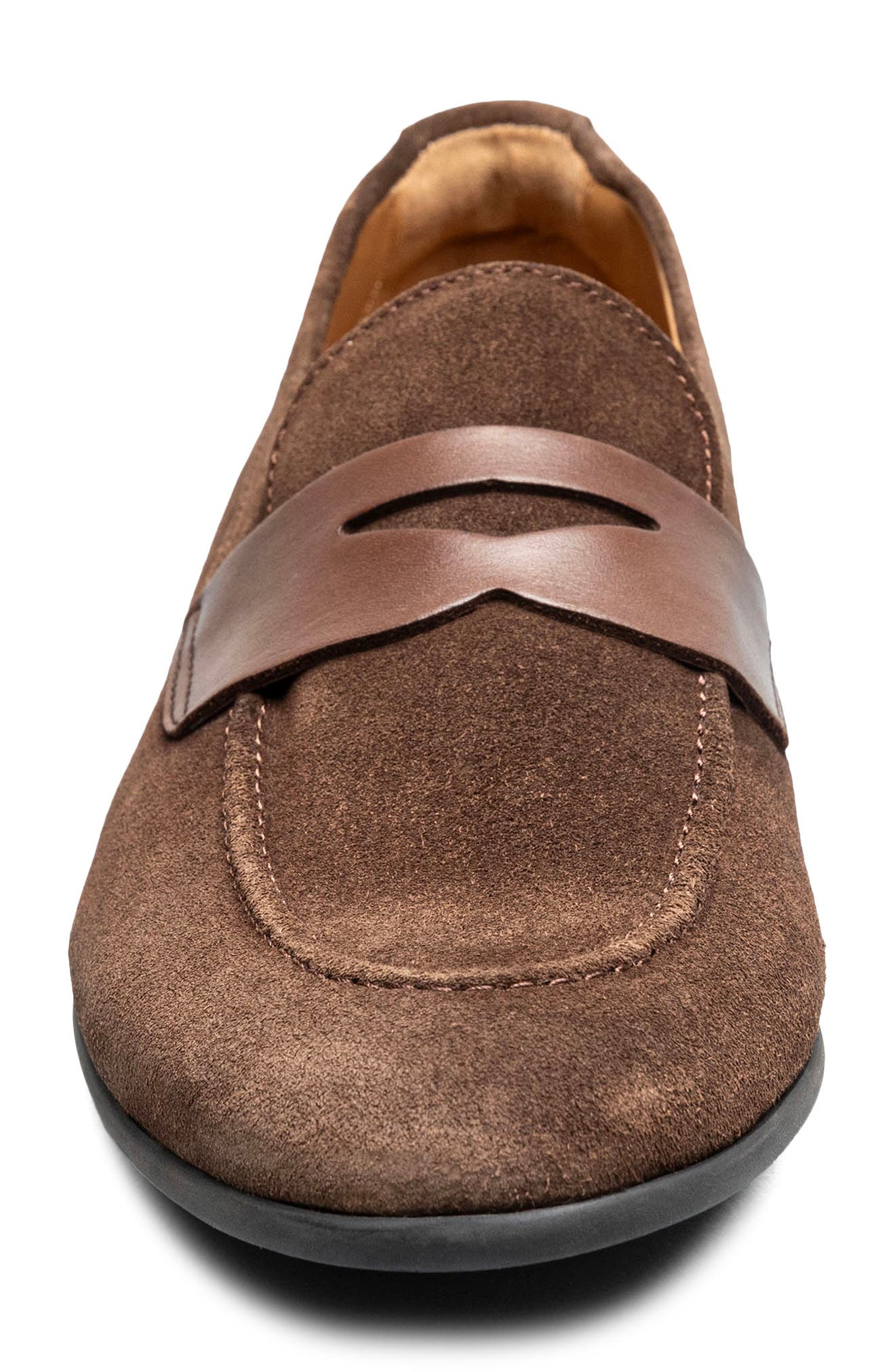 Modena Moc Toe Penny Loafer, Alternate, color, BROWN SUEDE