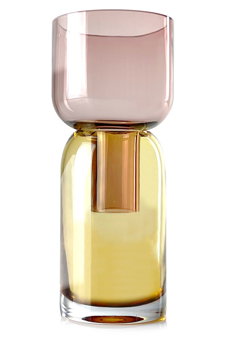 Flip Top Glass Vase (Nordstrom Exclusive), Alternate, color, PINK/ YELLOW
