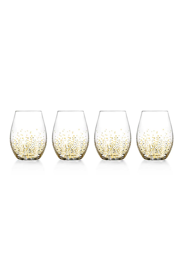 American Atelier Daphne Set of 4 Stemless Wine Glasses, Main, color, GOLD