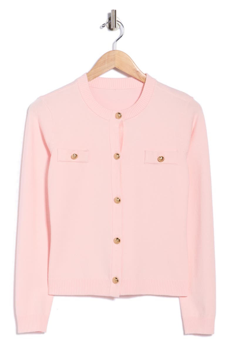 Keira Chest Pocket Cardigan, Alternate, color, PALE PINK