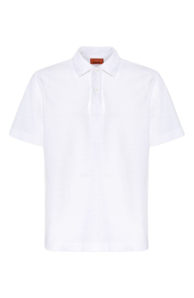 Missoni Tonal Zigzag Cotton Jersey Polo Shirt, Alternate, color, White