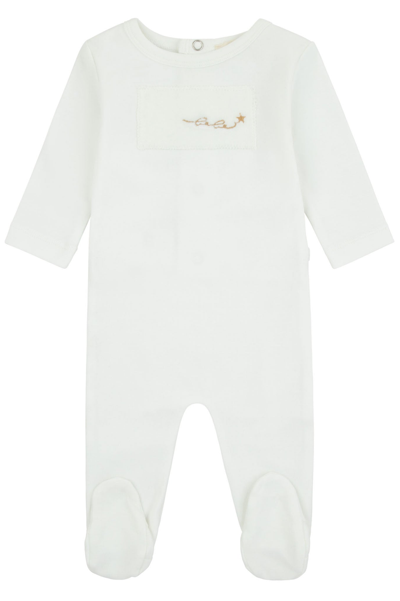 Layette Velour Patch Footie, Main, color, Velour Patch
