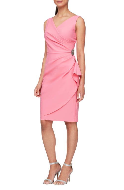 Alex Evenings Contour Collection Side Ruched Cocktail Dress in Guava 