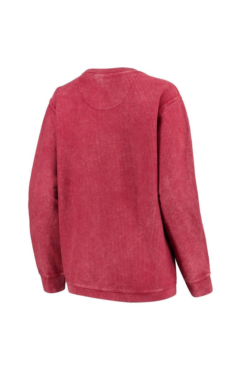 PRESSBOX Women's Pressbox Red Wisconsin Badgers Comfy Cord Vintage Wash Basic Arch Pullover Sweatshirt, Alternate, color, Red