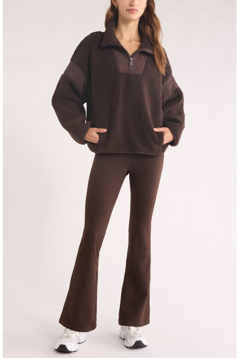 Snowday Faux Shearling Quarter Zip Pullover, Alternate, color, BROWN MOLE'