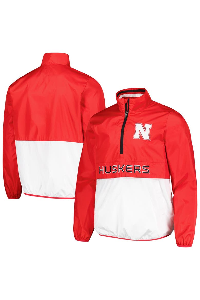 Men's G-III Sports by Carl Banks Scarlet Nebraska Huskers Cornerman Half-Zip Top, Alternate, color, Scarlet