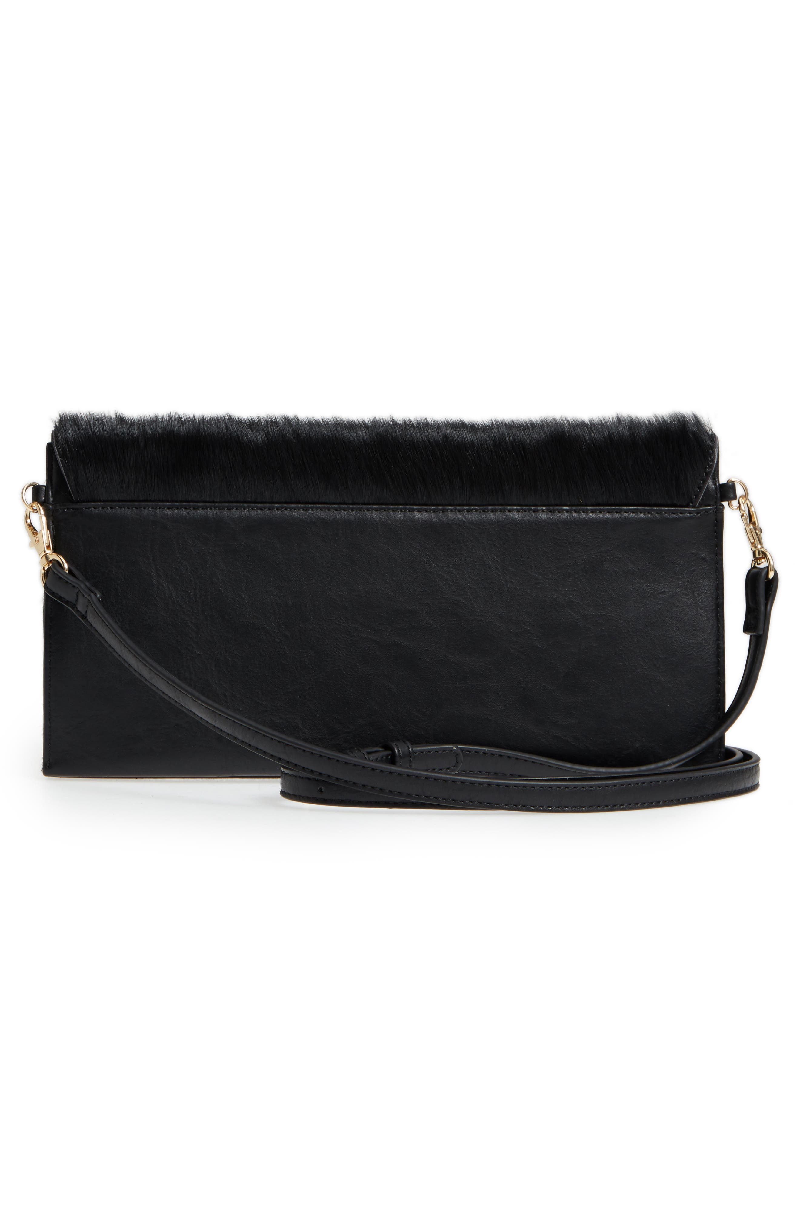 Tesso Genuine Calf Hair Clutch, Alternate, color, BLACK