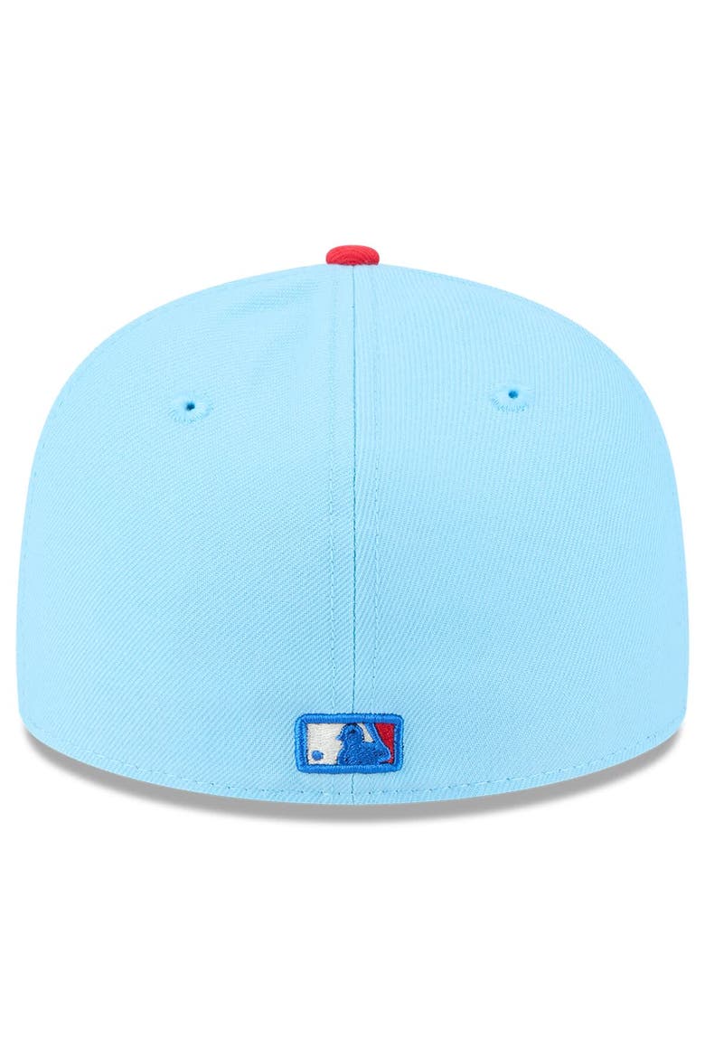 Men's New Era Light Blue/Red Miami Marlins 2025 Fourth of July Low Profile 59FIFTY Fitted Hat, Alternate, color, Light Blue