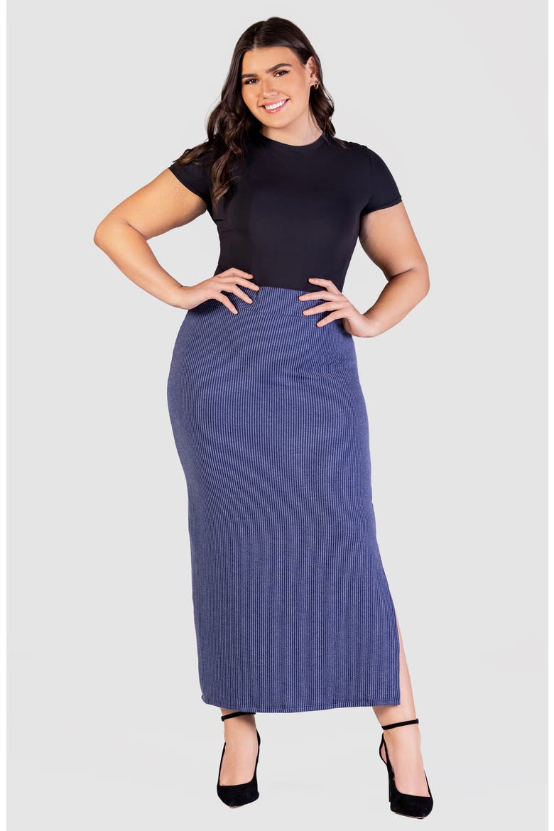 Rib Midi Skirt, Alternate, color, BLUE