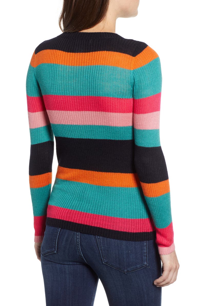 Cotton Emporium Rainbow Skivvy Stripe Sweater, Alternate, color, 