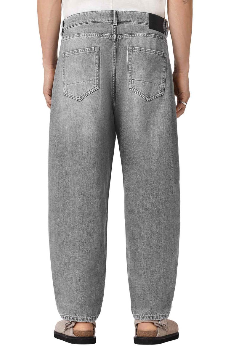 AllSaints Curve Barrel Leg Organic Cotton Denim Jeans, Alternate, color, Washed Grey