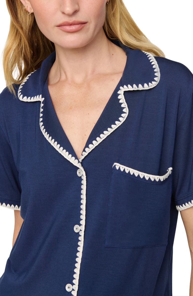 Eberjey Frida Relaxed Short Pajamas, Alternate, color, Navy/ Ivory