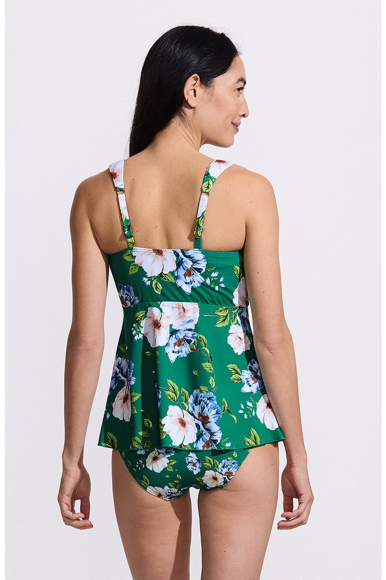 Adjustable Scoop Neck Flutter Tankini Top, Alternate, color, Island Emerald Petunia Floral