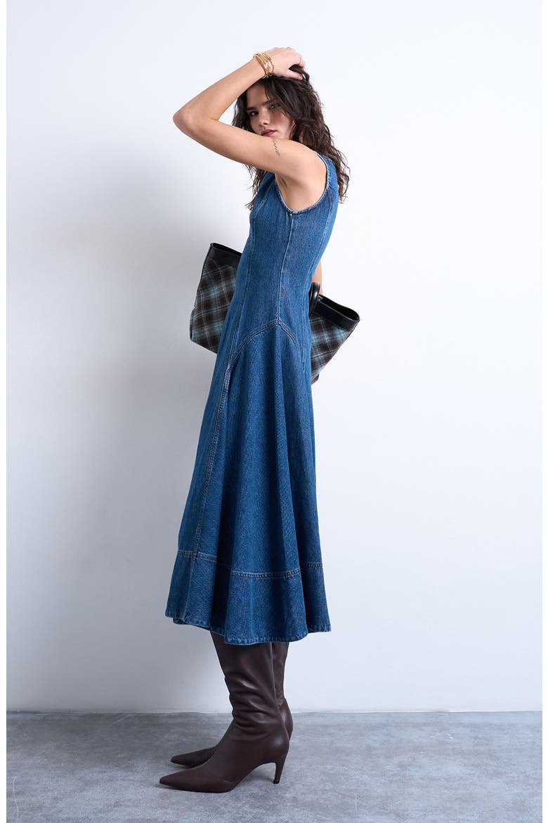 Sleeveless Denim Dress, Alternate, color, MEDIUM BLUE