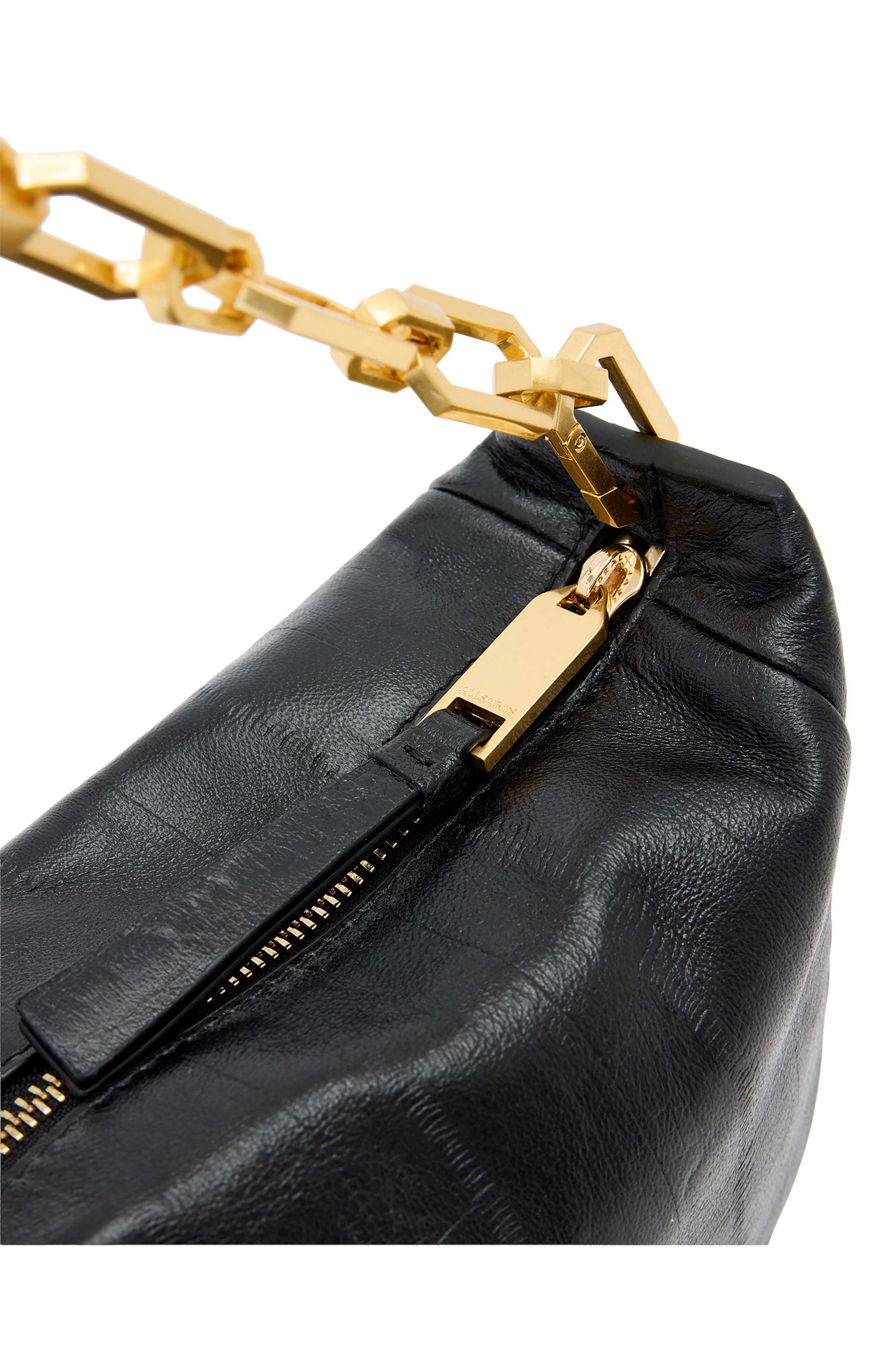 AllSaints Madea Mini Eelskin-Embossed Leather Clutch Bag, Alternate, color, 