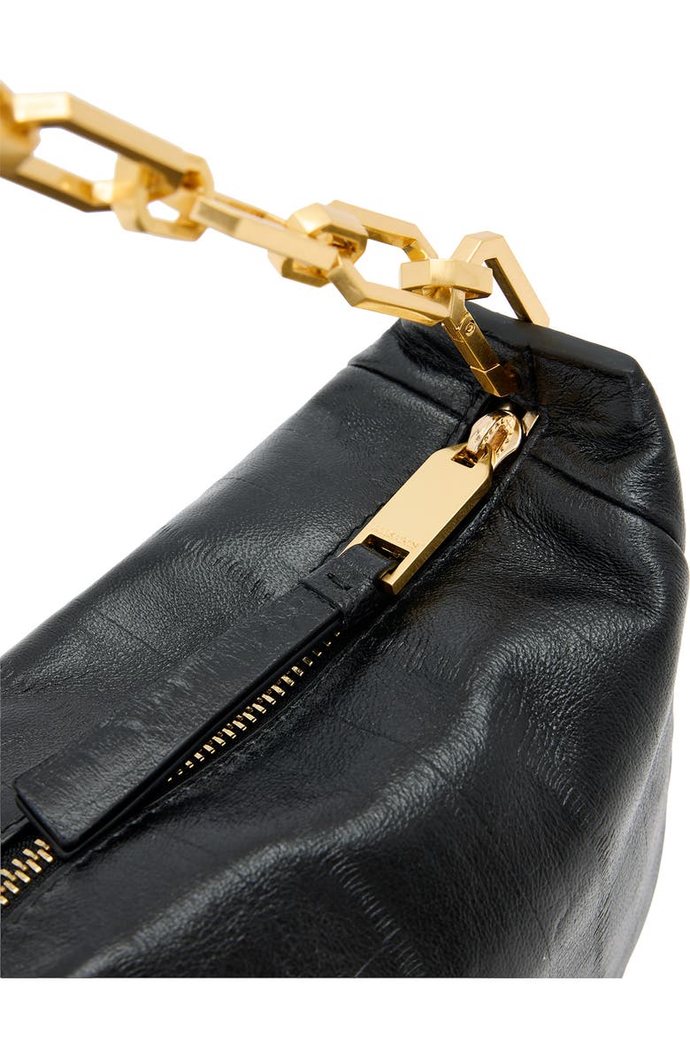 AllSaints Madea Mini Eelskin-Embossed Leather Clutch Bag, Alternate, color, Black