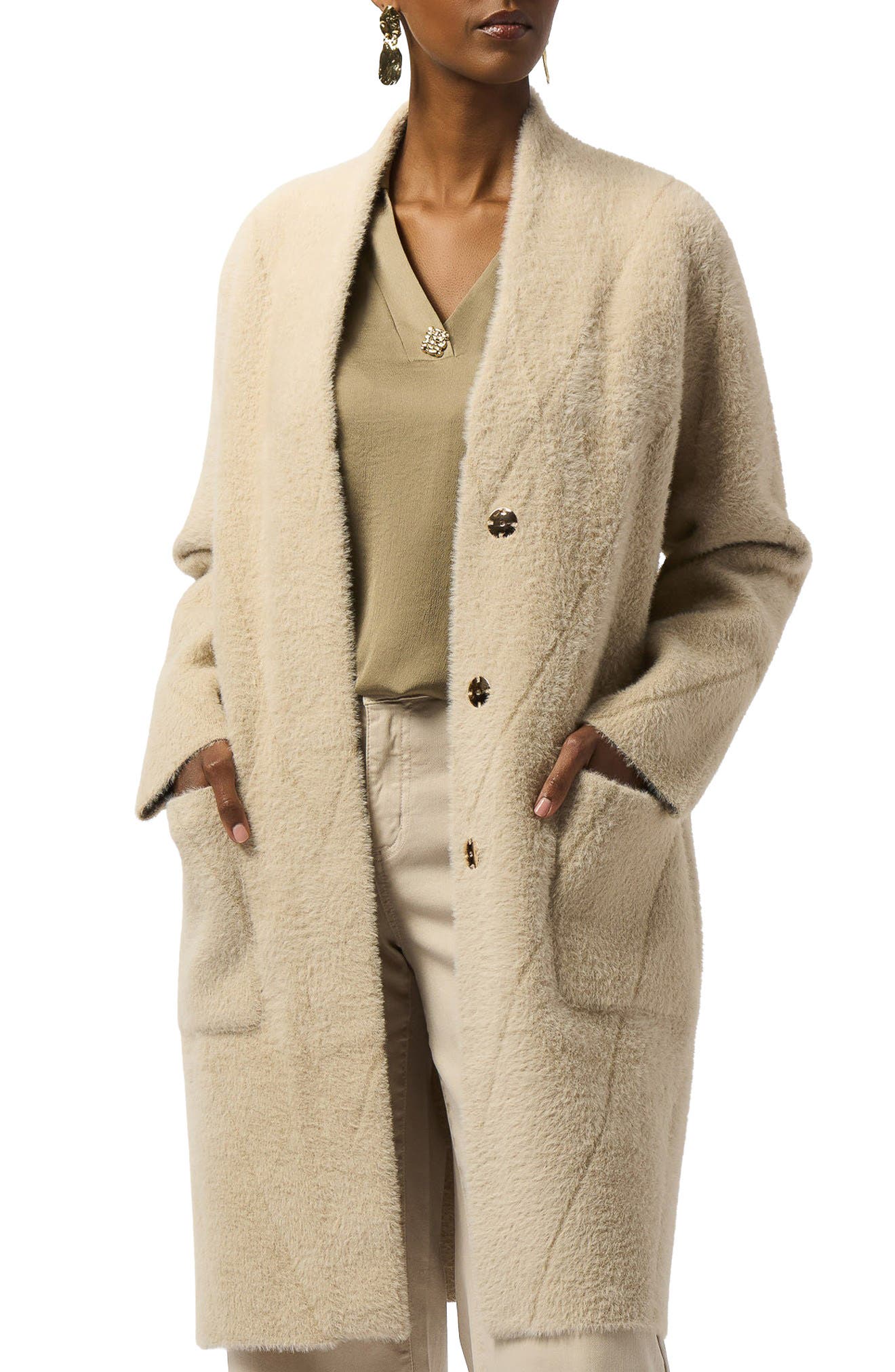 Feather Yarn Long Coat