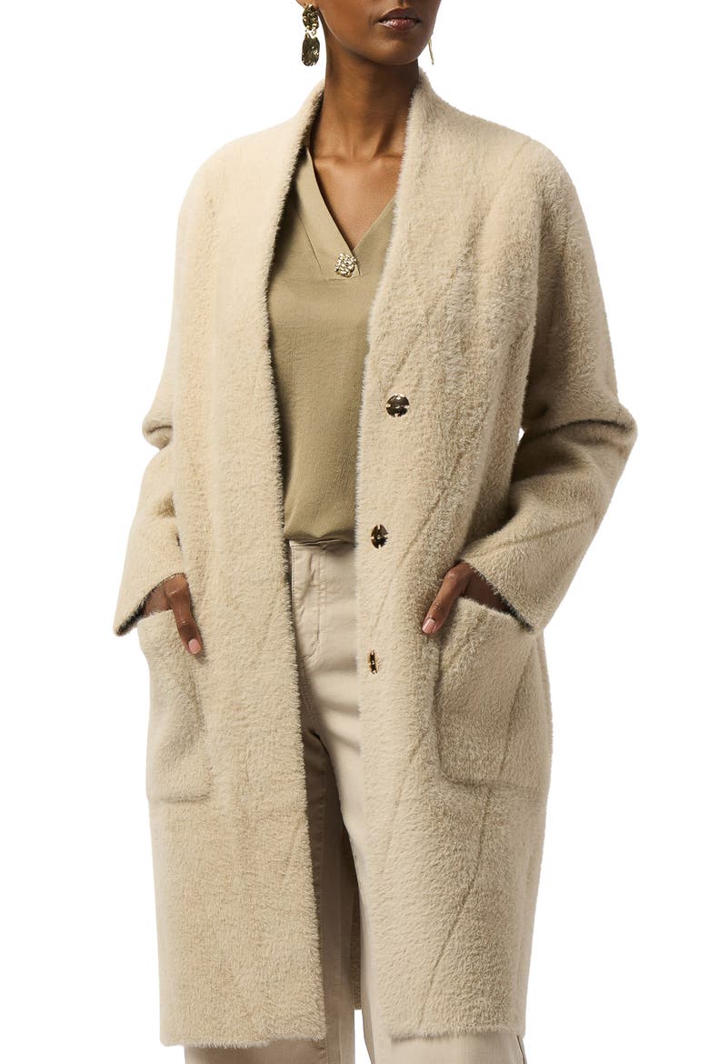 Feather Yarn Long Coat, Main, color, ALMOND