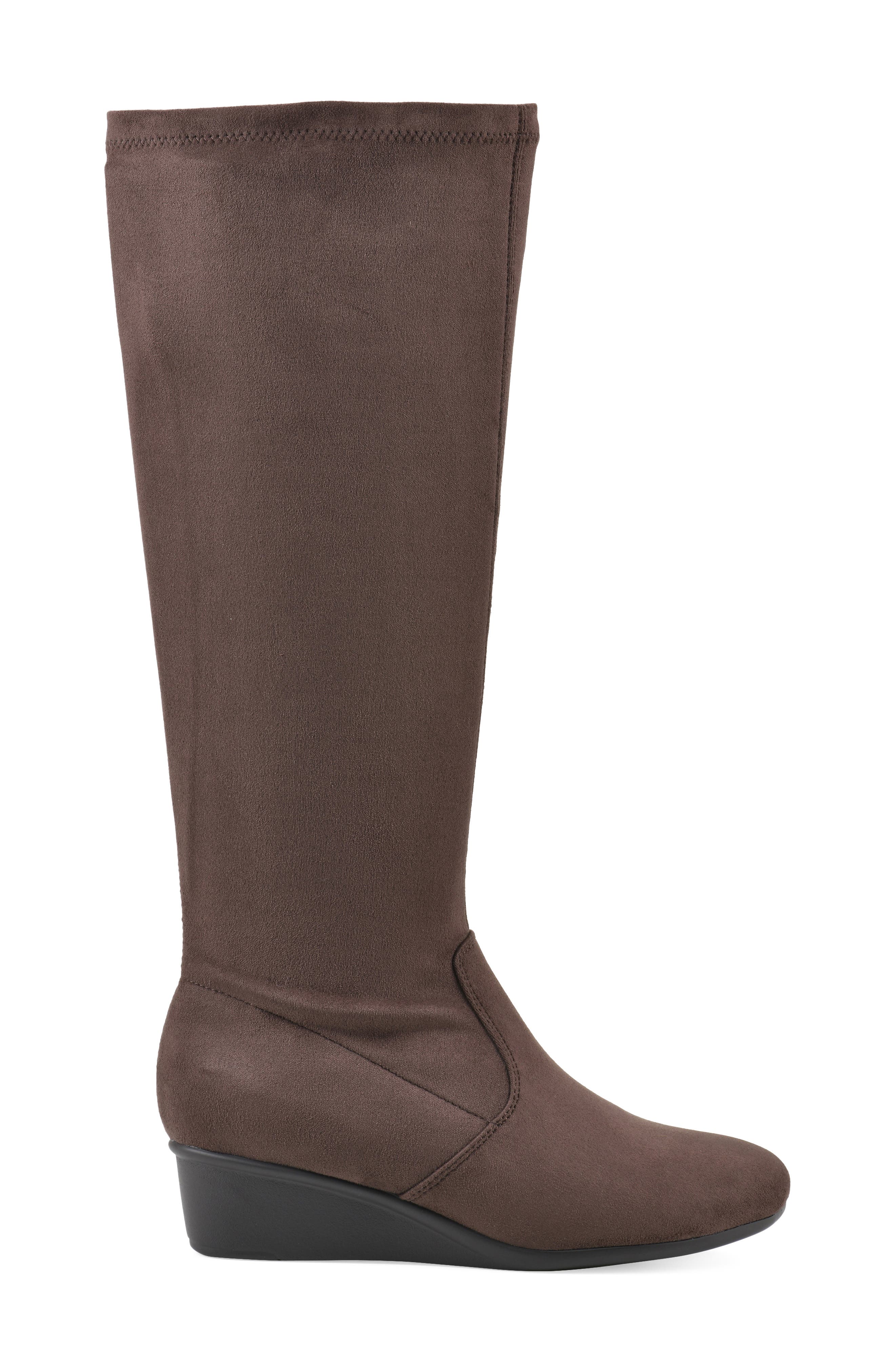 Bolmont Tall Wedge Boot, Alternate, color, DK BROWN/ FABRIC